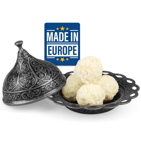 Crystalia 4.25 Inch Round Traditional Oriental Metal Decorative Bowls, Set of 2