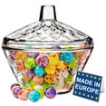 thumbnail image 1 of Crystalia Decorative Glass Candy Jar with Lid, Crystal Cut Small Candy Dish for Office Desk or Home, Cute Glass Sweet Cookie Container, Elegant Candy Service Buffet, Glass Sugar Canister, 1 of 7