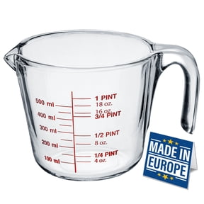Crystalia Glass Liquid Measuring Cup, Small Measuring Pitcher, Angled Design Borosilicate Measure Jug with Measuring Lines for Kitchen, Oven Safe, 2 Cup, 16 Ounces, 1 PC (Small)