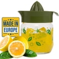 thumbnail image 1 of Crystalia Manuel Citrus Juicer with Glass Storage Jar, All Fruit Squeezer for Lemon Orange Lime Grapefruit Juice, Handheld Juice Press Extractor with Handle, Pour Spout and Glass Storage, Green, 1 of 7