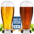 thumbnail image 1 of Crystalia Richmond Beer Glass Set of 4, Tall Clear Drinking Glass, Classic Lager Stout Pilsner Glass, 1 of 7