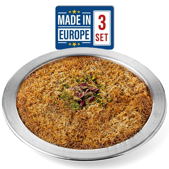 Crystalia Set of 3 Kunafa Plate, Small Size, Silver