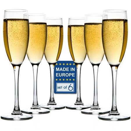Crystalia Set of 6 Classic Champagne Glass, 6.5 Ounce