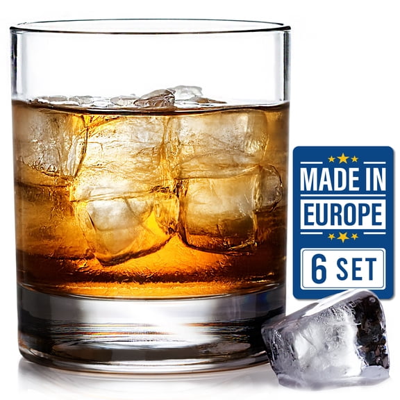 Crystalia Set of 6 Old Fashioned Whiskey Glass Set, Premium Rocks Glasses for Cocktails, Bourbon, Scotch, Cognac and Irish Whisky, 10 1/4 oz