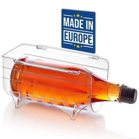 Crystalia Wine Storage Rack for Refrigerator, Plastic Water Bottle Organizer for Fridge, Vertical Stackable Beverage Stand for Soda, Beer and Vine, Clear Plastic Countertop Cabinet Bottle Holder