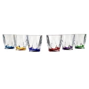 Crystalite Quadro Collection Modern Crystal Hand-Crafted Decorative Tumblers Set - 11 Oz Tumblers Colored, Set Of 6