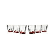 Crystalite Quadro Collection Modern Crystal Hand-Crafted Decorative Tumblers Set - 11 Oz Tumblers, Red, Set Of 6