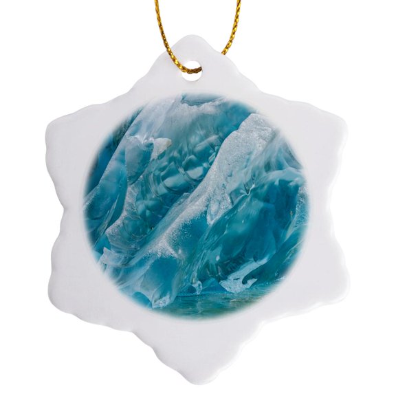 3drose, Crystalline Iceberg Shines in Endicott Arm 1., 3 inch Snowflake Porcelain Ornament