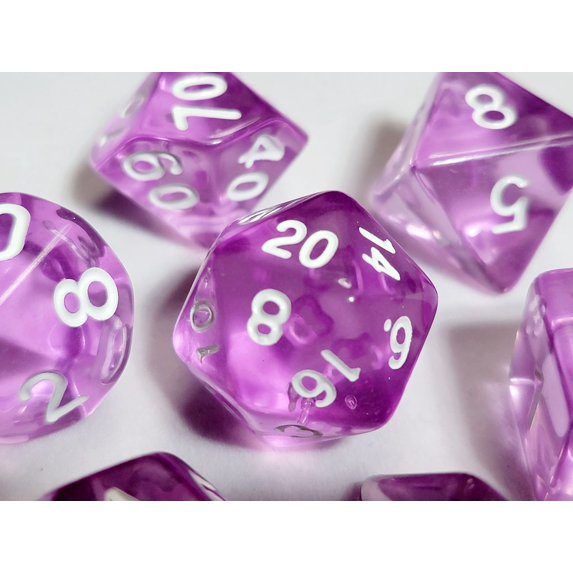Crystalline Purple DnD Dice Set | Dungeons and Dragons | 7 Dice RPG Polyhedral Set