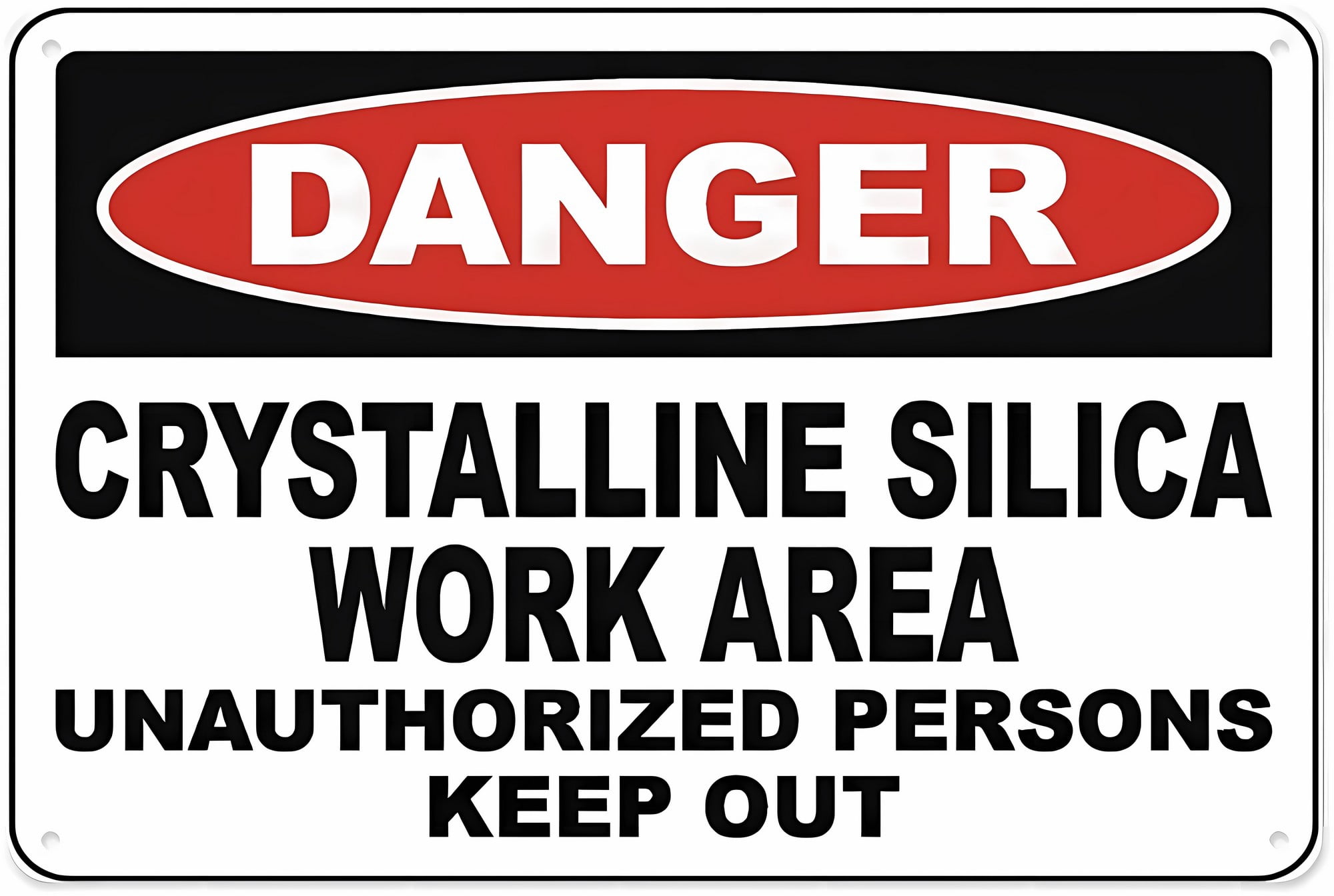Crystalline Silica Work Area Aluminum Tin Warning Sign 8"x12" - For ...