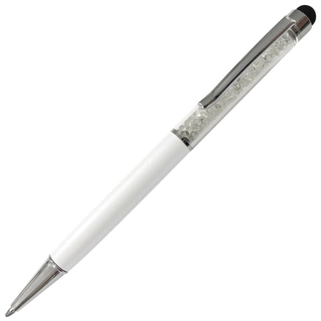 Crystalline Stylus Ball Point Pen - White