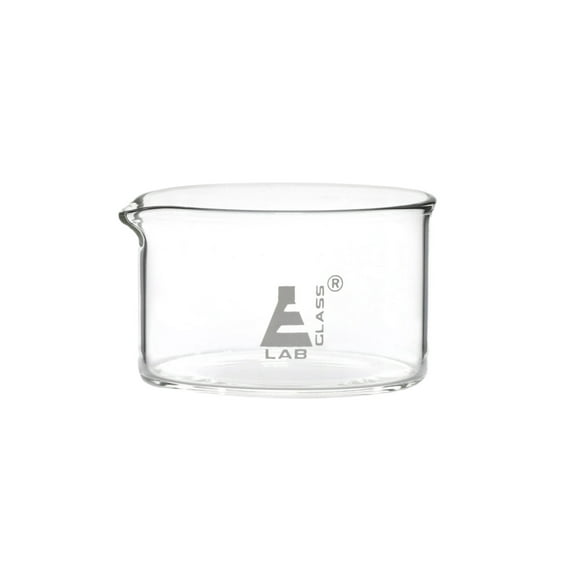 Crystallizing Dish, 100ml - Flat Bottom, with Spout - Borosilicate 3.3 Glass - Laboratory, Kitchen, Crafts - Eisco Labs
