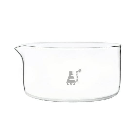 Crystallizing Dish, 2000ml - Flat Bottom, with Spout - Borosilicate 3.3 Glass - Laboratory, Kitchen, Crafts - Eisco Labs