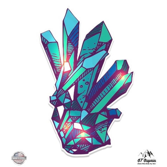 Crystals Blue Gemstones Cute - 3" Vinyl Sticker - For Car Laptop I-Pad Phone Helmet Hard Hat - Waterproof Decal