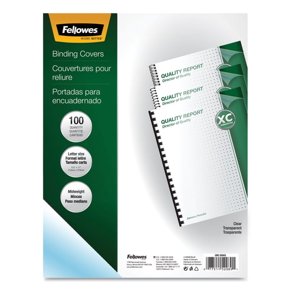 Crystals Clear PVC Binding Covers - Letter, 100 pack