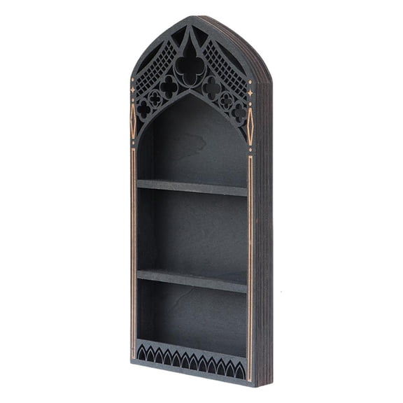 Crystals Display Gothic Window Elegant Multi Tiers Wooden Shelf For Organization Boutique Display Stand Gothic Window