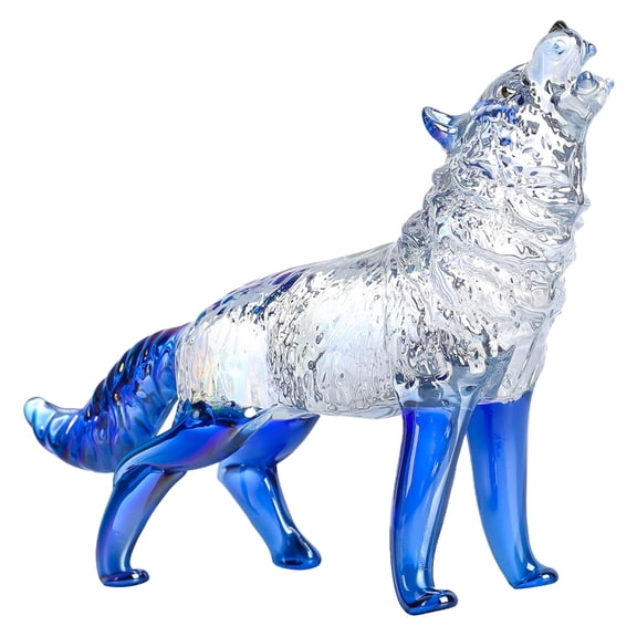Crystals Glass Wolf Figurine Howlings Wolf Animal Statue for Shelf or Desk Display