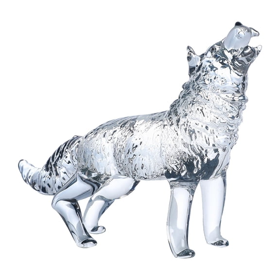 Crystals Glass Wolf Figurine Howlings Wolf Animal Statue for Shelf or Desk Display