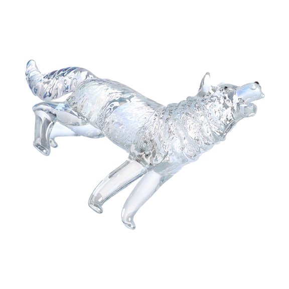 Crystals Glass Wolf Figurine Howlings Wolf Statue for Shelf or Desk Display