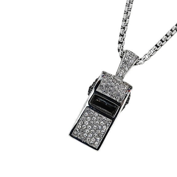 Crystals Rhinestones Whistles Necklaces Titaniumed Steel Chain Loud Crisp Sound Coaches Referee Training Accessory
