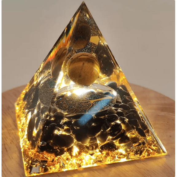 Crystals Stone Orgone Pyramid Energy Generator Natural Amethyst crystal Chakra Healing Meditation Tool Room Decor Holiday Gift