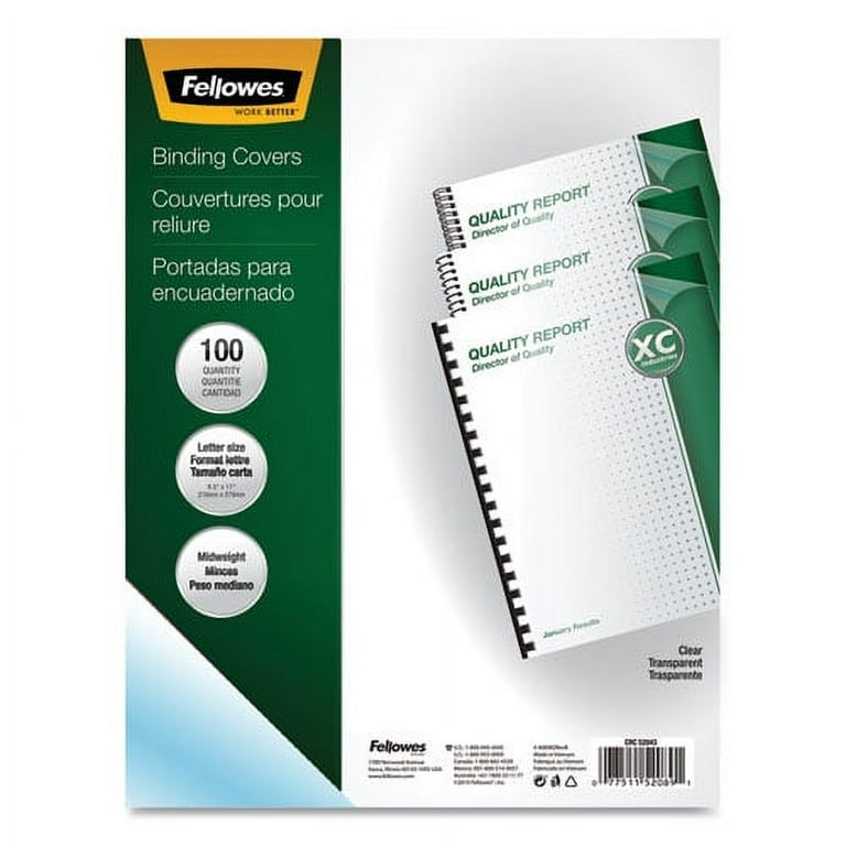 Crystals Transparent Presentation Covers for Binding Systems, Clear, with Square Corners, 11 x 8.5, Unpunched, 100/Pack Crystals Transparent Presentation Covers for Binding Systems, Clear, with Square Corners, 11 x 8.5, Unpunched, 100/Pack