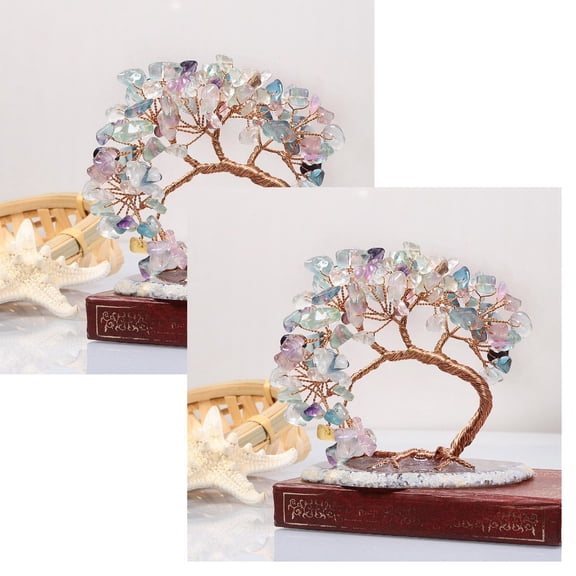 Crystals, Tree Of Life Trees, Gem Crystals Tree Decor Spiritual Gift Meditation Rystal Tree Natural Crystals Stone Base Copper Wire Amethyst Life Attract Luck for Positive Energy Gemstone