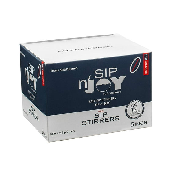 Crystalware 1000ct Red Plastic Stirrers, 5in, For Coffee and Cocktail,