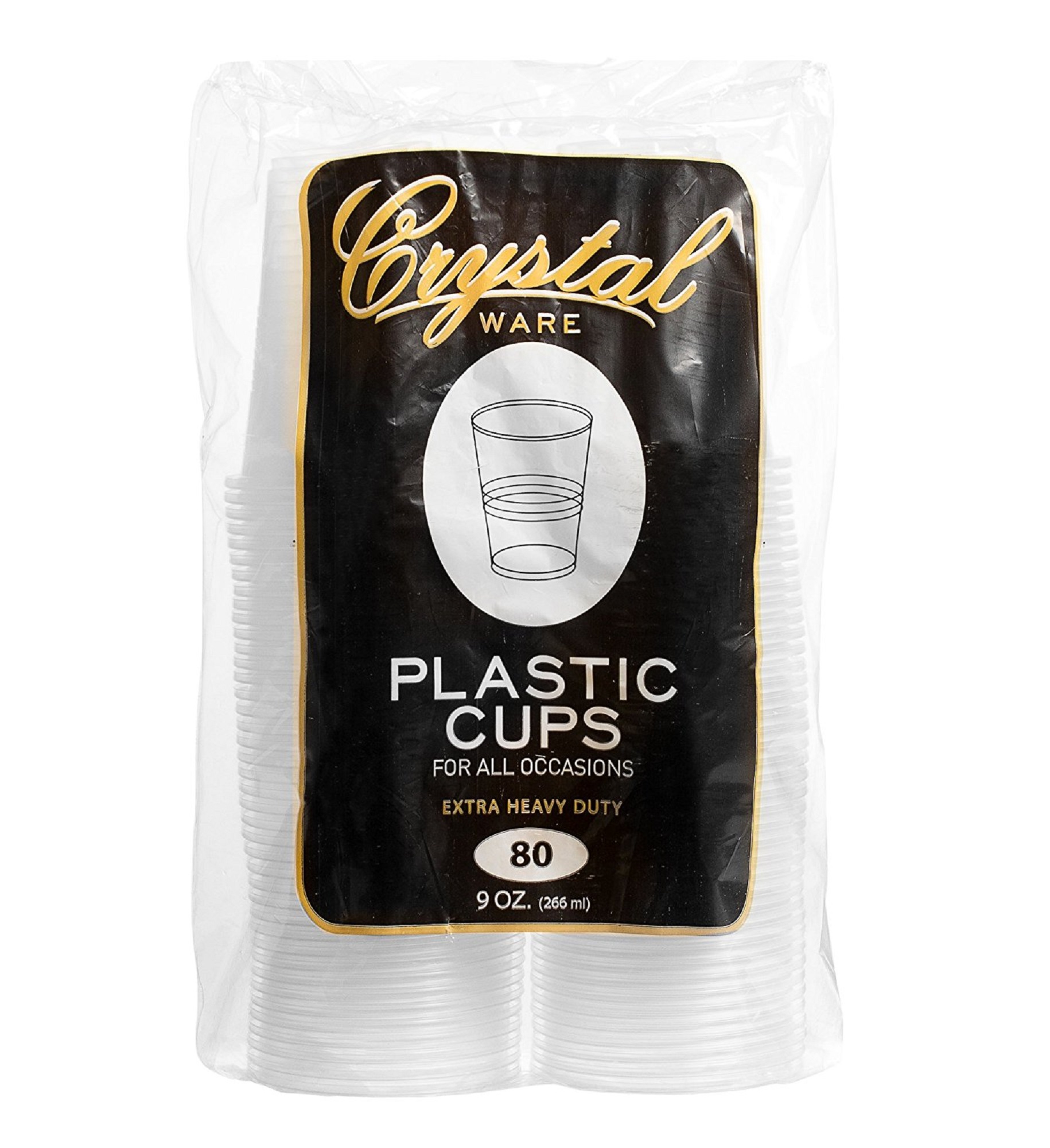 Crystalware, 9 oz. Plastic Disposable Cups, Flexible and Crack