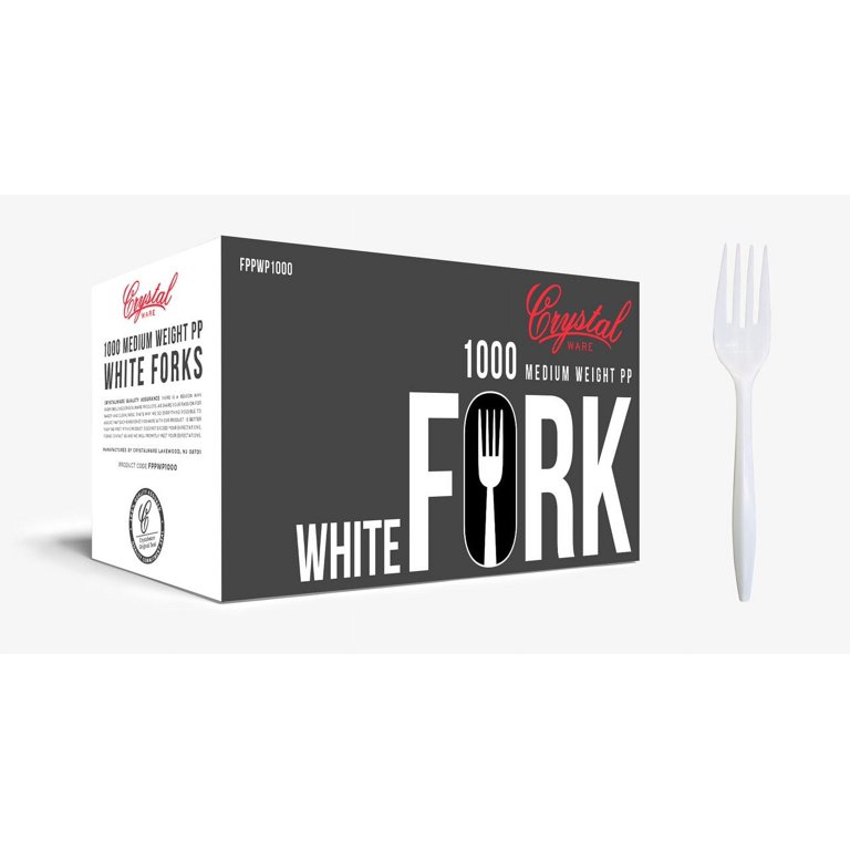 Crystalware FPPWP1000 Disposable Medium Weight PP Plastic Forks