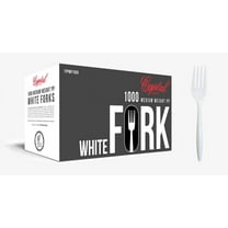 Crystalware FPPWP1000 Disposable Medium Weight PP Plastic Forks, White (Pack of 1000)