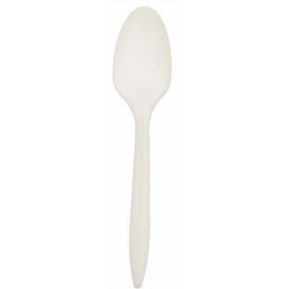 Crystalware TSPPWP1000 Disposable Medium Weight PP Plastic Tea Spoons, White (Pack of 1000)