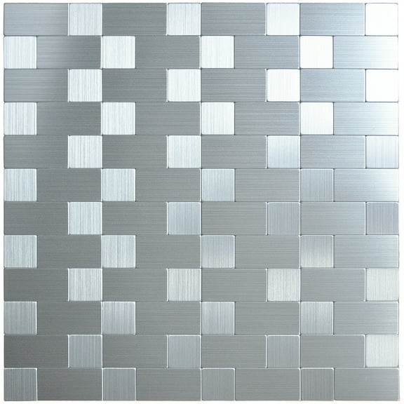 Crystiles 12-Pack 12Inches X 12Inches Metallic Metal Linear Peel and Stick Tile Backsplash