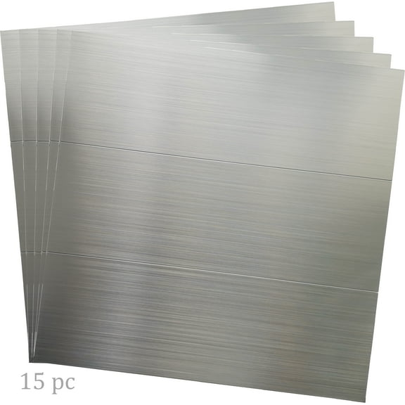 Crystiles 12" x 4" Aluminum Tiles 5 sq ft Cover Area, for Kitchen Bathroom 15 Pack