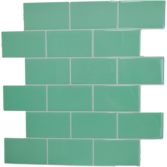Crystiles Light Green 12 in. x 12 in. Peel and Stick Vinyl Wall Tile Backsplash, "Pro" Series Thicker Version (12-Pack)