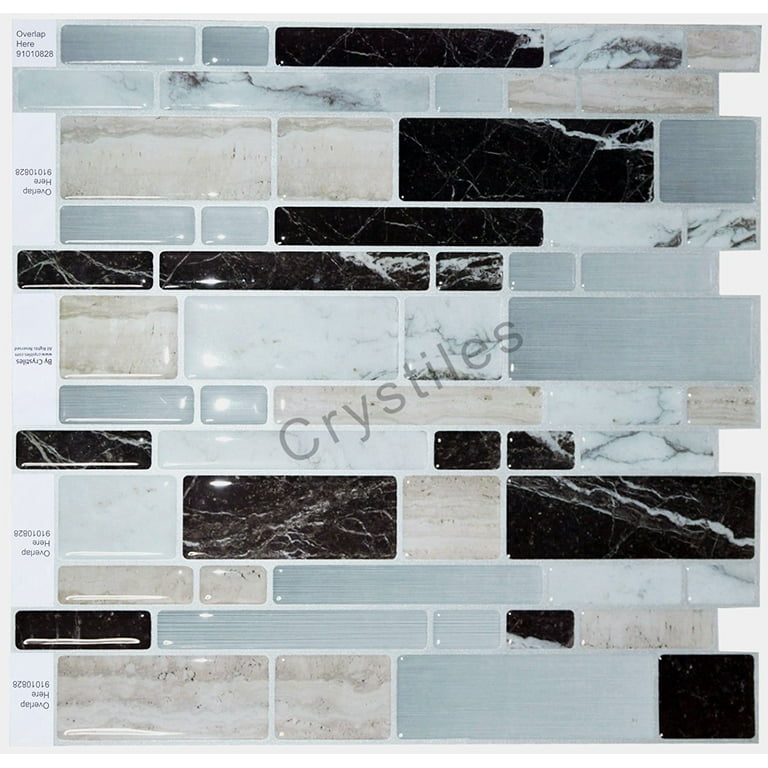 Crystiles Multi-Color 10 in. x 10 in. Peel and Stick Vinyl Wall Tile Backsplash (6-Pack) Crystiles Multi-Color 10 in. x 10 in. Peel and Stick Vinyl Wall Tile Backsplash (6-Pack)