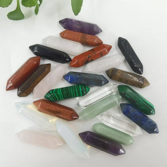 Crystland 10pcs Natural Mix Obelisk Quartz Crystal Wand Double Point Reiki Healing Gift