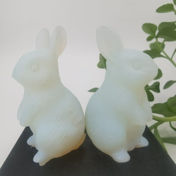 Crystland 2"+ Carved Natural White Jade Rabbit Quartz Crystal Skull Reiki Healing 1PC