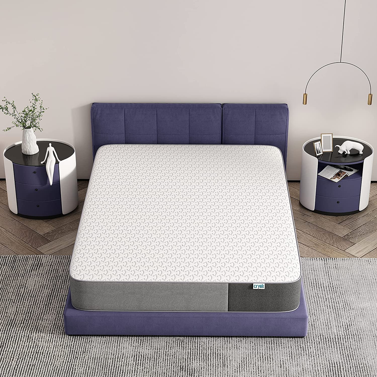Crystli 10 Inch GelInfused Memory Foam Mattress Plush Pillow Top Queen