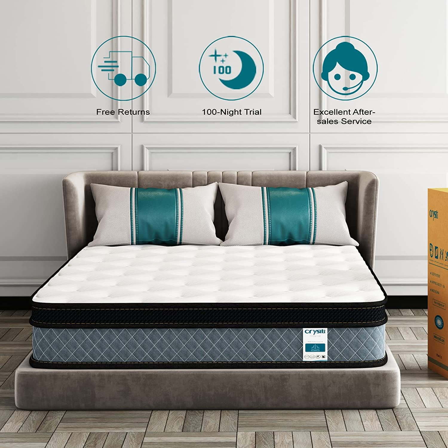 Crystli 8" Full Size Pocket Innerspring Memory Foam Hybrid Mattress in a Box