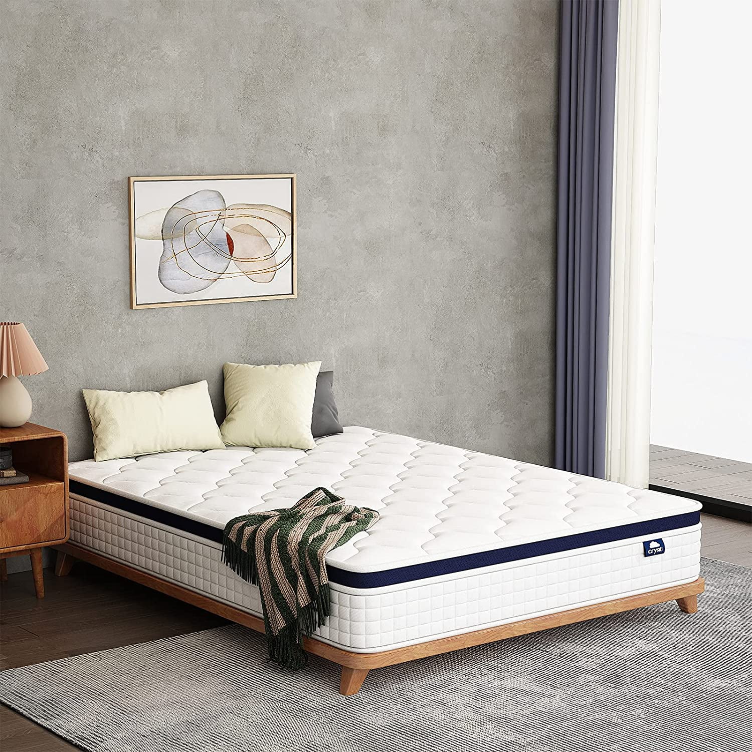 Crystli Hybrid Mattress 10 Inch King Pressure Relief & Cooler Sleeping Memory Foam & Individually Wrapped Pocket Coils King Size Mattresses