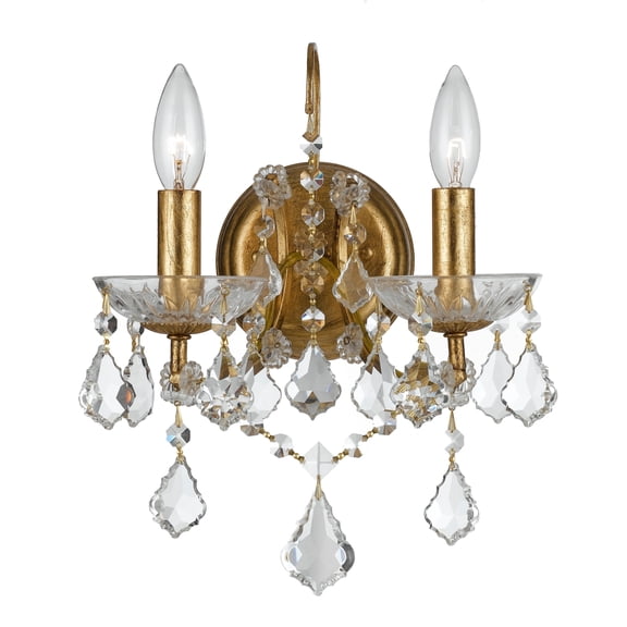 4452-GA-CL-S-Crystorama Lighting-Filmore - Two Light Wall Sconce in Classic Style - 10.5 Inches Wide by 12.5 Inches High-Antique Gold Finish-Swarovski