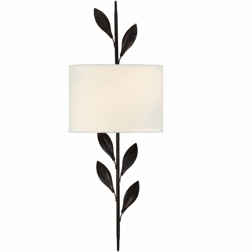English Bronze 2-Light Sconce with White Silk Shade