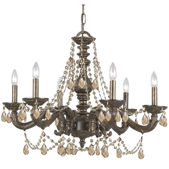5026-VB-GT-MWP Crystorama Lighting Paris Market - Six Light Chandelier in Traditional and Contemporary Style - 28 Inches Wide by 22 Inches High-Golden