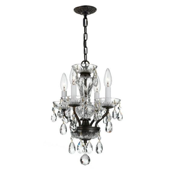 5534-EB-CL-MWP Crystorama Lighting Traditional Crystal - 15 Inch 4 Light Chandelier-Hand Cut Crystal Type-English Bronze Finish -Traditional
