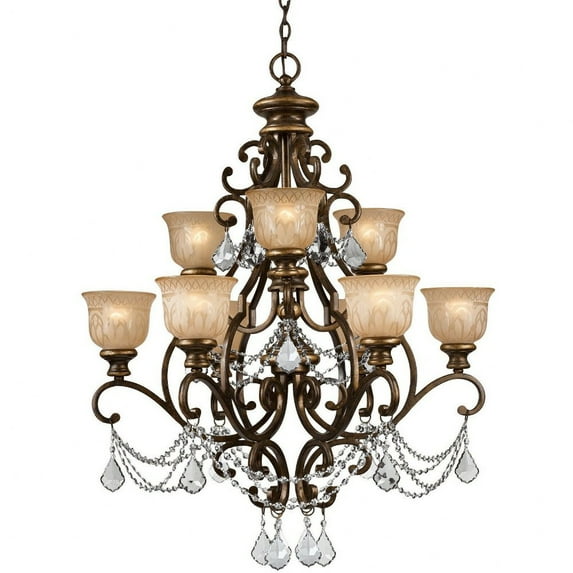 7509-BU-CL-I-Crystorama Lighting-Norwalk - Nine Light Chandelier-Clear Crystal Color-Italian Crystal Type-Bronze Umber Finish -Traditional