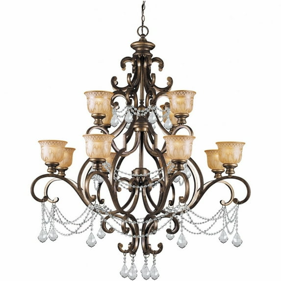 7512-BU-CL-S-Crystorama Lighting-Norwalk - Twelve Light Chandelier-Clear Crystal Color-Swarovski Strass Crystal Type-Bronze Umber Finish