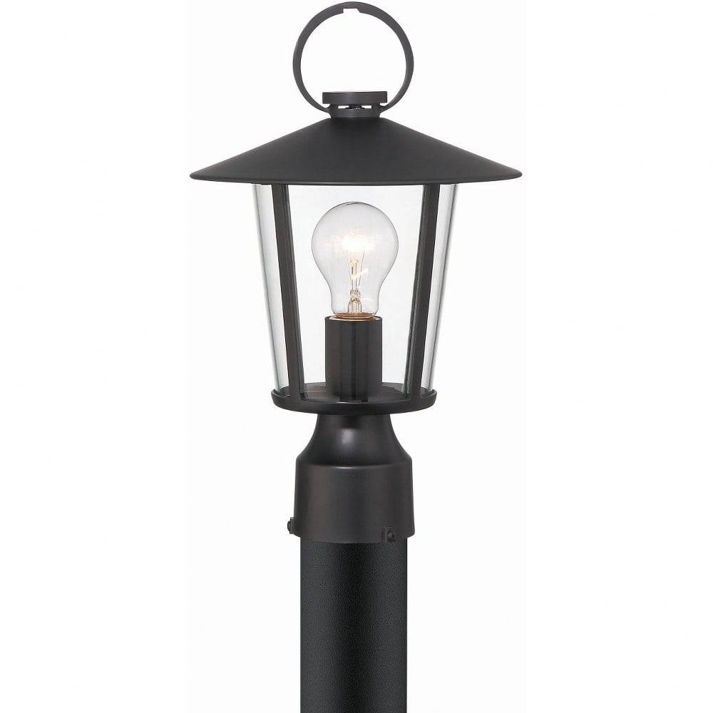 Crystorama Andover 1 Light Matte Black Outdoor Lantern Post - 9"W x 14.5"H