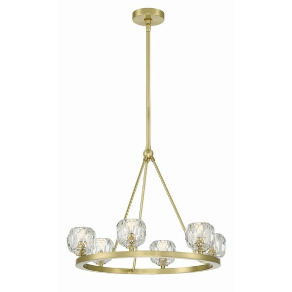 Crystorama Aragon 6 Light Soft Brass Chandelier - 24"W x 22"H