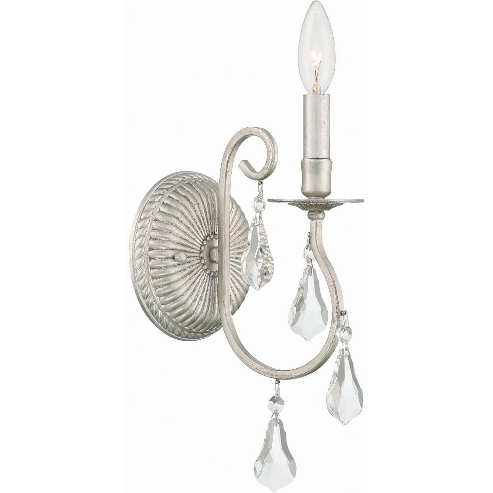 Olde Silver Crystal 1-Light Wall Sconce